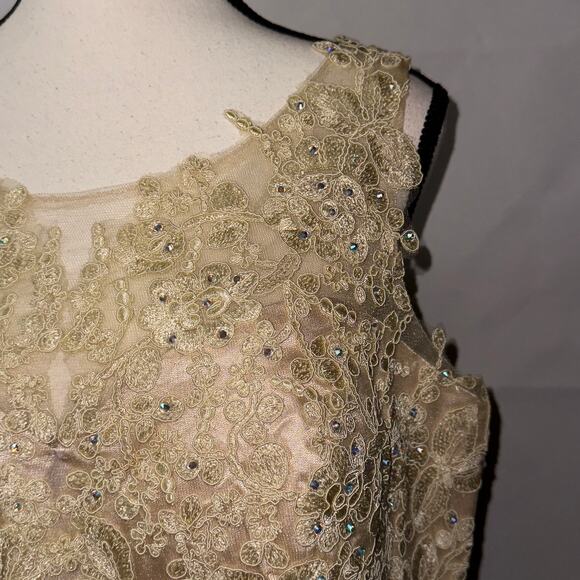 ELIZABETH by GLS Champagne Party Prom Sequin Beaded Dress women’s size XL - Picture 4 of 9
